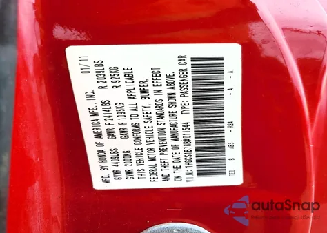 2011 Honda Accord Ex из США, поврежденный, VIN 1HGCS1B78BA011544